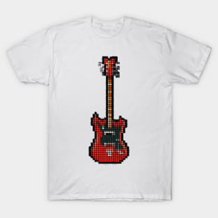 Tiled Pixel Red 8-String Bass Guitar Upright T-Shirt